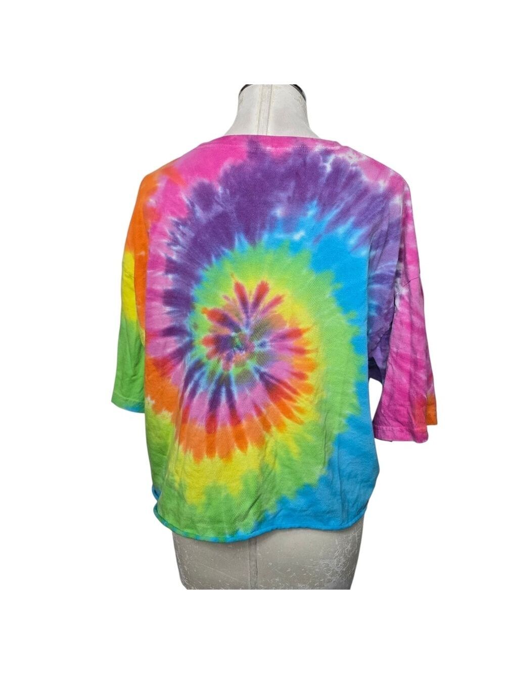 Liquid Blue Tie Dye Print Greatful Dead Short Sleeves Crop Top 2XL - Picture 5 of 7